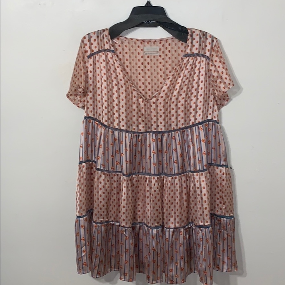 UO Babydoll *WORN TWICE* Pink + Blue Ruffle Dress